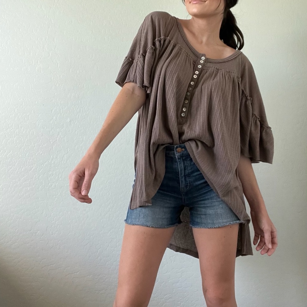 Free People Brown Flowy Blouse